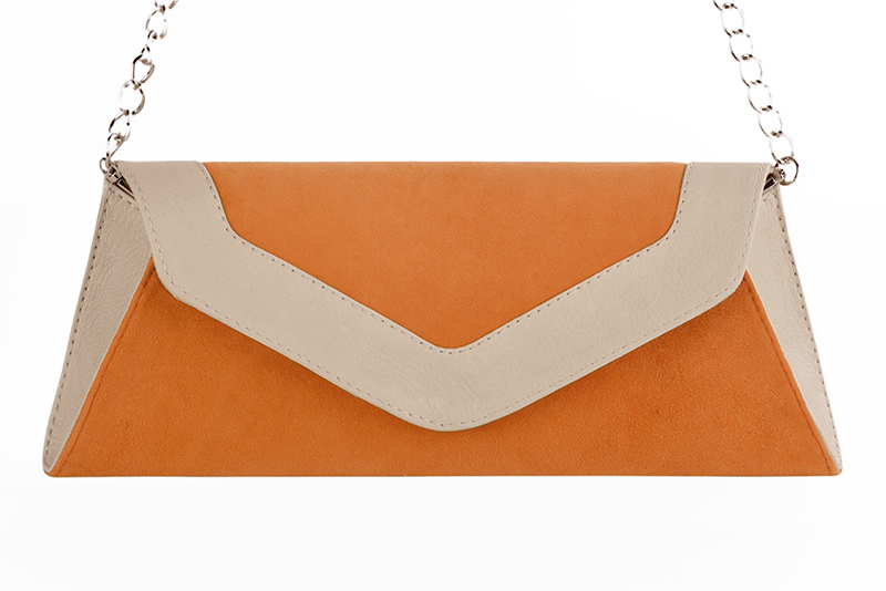 Apricot orange and champagne white matching shoes and clutch. Wiew of clutch - Florence KOOIJMAN
